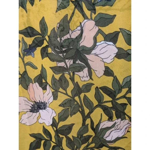 CABI Blouse Sm Yellow Green Floral Layered Flare Sleeves Boho - Picture 11 of 11